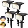 ICRGB Faretti solari da giardino, 60 LED, 3000 K, luce bianca calda, IP67, impermeabile, 3 modalità, lampade solari per patio, alberi, sentieri, piante all'aperto