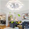 Lrenjon Ventilatore da Soffitto con Luce e Telecomando Silenzioso, Lampadario Ventilatore da Soffitto LED Dimmerabile 6 Velocità 72 W, Plafoniera Creativa a Forma di Fiore in Acrilico con Ventola-White