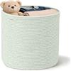 LUPATDY Cestino Portaoggetti in Corda di Cotone, Cesto Portabiancheria 40x35 cm con Manici, Cesto Organizzatore per Giocattoli, Abiti, Coperte, per Nursery, Soggiorno, Camera da Letto (Verde)