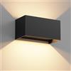 Aipsun 24W Applique da Parete Interno/Esterno, Lampada da Parete Interno Up Down, Lampade da Parete Angolo del Fascio Regolabile, IP65, Bianco Caldo 3000K，Nero