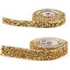 Lahviuu Nastro di Strass di Cristallo, 2 Rotoli Scintillanti Con Diamanti Adesivi, per Decorazione Artigianato Matrimonio Compleanno, 1cm+2cm