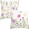 Avalune Federe Cuscini Divano 40x40 cm Verde Rosa Fiori Primaverili Fodere Cuscino Acquerello Decorativi Copricuscini per Letto, Soggiorno, Giardino, Esterno, Casa Decorazione Set di 2