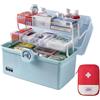 EURXLQ 3 Strati Scatole Portaoggetti Blu 39x26,5x21,5cm,Cassetta Medicinali,Scatola Medicinali,Organizer Medicine,Porta Medicine,Cassetta da pesca per Il Cucito,Cassetta Degli Attrezzi,Materiali