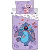 sarcia.eu DISNEY Stitch Viola-bianco DOPPIO LATO, biancheria da letto per bambini cotone, cerniera, 100% COTONE 140x200+70x90cm OEKO-TEX (formula 8)