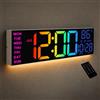 HAITANG Orologio da parete digitale in 8 colori, grande orologio digitale da 41,1 cm con temperatura, data, auto DST, luce notturna, dimmer automatico della luminosità, orologio da parete 24/12,bianco