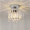 ANWIO Lampada da Soffitto Cristallo E27, Plafoniera a Soffitto con Argento Base Moderno, Plafoniera Bagno in Cristallo, Lampadario Corridoio con Paralume in Vetro, 22.5 CM (Senza Lampadine) Kitchen