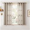 PONY DANCE Tende Effetto Lino Semitrasparenti Corte Camera da Letto Tende Soggiorno e Cucina per Interni Curtains Cameretta Bambini con Anelli 2 Pezzi L 140 x A 160 CM, Naturale