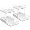 GlamChi Set da 2 Organizer Bagno Trasparenti a 2 Livelli con Cassetti Estraibili e Base Girevole, Porta Trucchi e Skincare Salvaspazio per Piano Lavabo, Toeletta e Armadietto