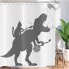 ASDCXZ Tenda da doccia divertente 150 x 180 cm, semplicità divertente gatto dinosauro bianco lavabile tessuto bagno tende poliestere tessuto impermeabile tende da doccia per vasca da bagno con 12