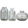 TopHomer Set di 3 piccoli vasi per fiori vintage, vasi decorativi in vetro, mini vasi per tavolo, soggiorno, casa, tavolo, corridoio, finestra, camera da letto, decorazione (grigio)