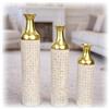 Leewadee Set di 3 Grandi Vasi da Terra 65/53/41 cm - Alti Vasi in Metallo Oro per Decorazione Casa