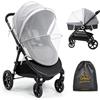 Orzbow Zanzariera Universale per Passeggino, Grigio | Rete Zanzare Neonato per Carrozzina con Doppia Cerniera e 3D Supporto PVC Striscia,Tessuto a Rete Fina con Borsa