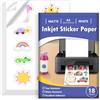 Euqvunn 18 Fogli Carta Adesiva per Stampante A4, Carta Vinile Stampabile Adesivo Bianco Opaco Impermeabile, Quick Dry, Self-Adhesive Full Page per Stampanti a Getto d'Inchiostro, 210x297mm