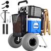 VEVOR Carrello da Spiaggia Ruote Grandi per Sabbia, Carrello Portaoggetti da Spiaggia Carico max 75 kg Ruote a Palloncino 30 cm Telaio in Lega di Alluminio Maniglia Altezza Regolabile, Bianco Argento