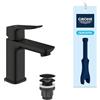 GROHE Dice - Miscelatore Lavabo Smooth Body con Set Scarico Push-Open (Taglia S, Cartuccia Ceramica 28mm