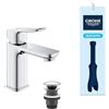 GROHE Dice - Miscelatore Lavabo Smooth Body con Set Scarico Push-Open (Taglia S, Cartuccia Ceramica 28 mm