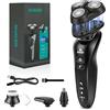 Aolso Rasoio Elettrico Barba per Uomo, 3 in 1 Rasoio Elettrico con Testina Flottante 4D per Barba, Naso, Basette, Impermeabile IPX6, Rasoio da Uomo Wet & Dry, per Padre,Fidanzato,Marito