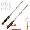 HUIKUANGEU Telescopic Flag Pole,2 Pezzi Asta Telescopica per Bandiera 3M,Palo Bandiera Inox,Portable Stainless Steel Flag Pole,con Non-Slip Handle, Clip and Whistles,per Campeggio,Viaggi su Strada e Feste