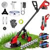 Lemolifys 4 in 1 Decespugliatore a Batteria 21V con Ruota, 12'' Tagliabordi a Batteria con 2 Batterie 3,0Ah, 20000 giri/min, 4 Tipi di Lame Tagliaerba Elettrico, Decespugliatore Per Taglio Di Giardini, Prati