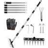HEYIDAMAI Trinciatore per erbacce con manico lungo 185 cm, utensile multiuso da giardino, rastrello per erbacce in acciaio inox con 8 denti, rastrello da giardino, zappa per erbacce