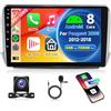 Rimoody 6G+128G 8 Core Wireless Carplay Android Autoradio 2 Din per Peugeot 2008 208 2012-2018 10 Pollici Autoradio con Android Auto GPS Navi WiFi DSP EQ Mirror Link Bluetooth FM/RDS/SWC Telecamera Posteriore