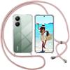 ISOI Cover con Cordino per Xiaomi Poco X7 Pro, Custodia Trasparente con Collana Tracolla Laccio Collo Ultra Sottile Morbido TPU Silicone Antiurto AntiGraffio Antiscivolo Case, Rosa