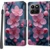 PHINIENLAND Cover per Honor 400 Smart 4G / 5G Case PU Pelle Custodia [Kickstand] [Chiusura magnetica] [Slot per Schede], Portafoglio Flip Custodia per Honor 400 Smart,Fiori