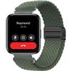 GIOPUEY Cinturini Magnetica Compatibile con Realme Watch 3, Cinturino in Morbido Nylon Intrecciato [Unisex] [Traspirante] - Green