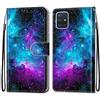 Mo-Somnus Cover per Samsung Galaxy A51 4G, Custodia in PU Pelle Magnetica Libro Flip Caso Antiurto Portafoglio [Supporto Stand] con Porta Carte e Cinturino da Polso Wallet Case (Cielo Stellato)