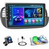 Hikity [2+64GB] Android 15 Autoradio per FIAT 500 2007-2015 Radio Senza Fili CarPlay Android Auto Bluetooth 9 Pollici Touchscreen Auto Radio con WiFi GPS FM RDS Telecamera Posteriore