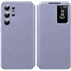 Nshkeji Custodia Intelligente in Pelle per Samsung Galaxy S23 Ultra 5G [Smart View] Cover Galaxy S23 Ultra 5G Clear View Flip Pelle in Libro Portafoglio Flip, Carta Fessura, Wallet Custodie S View (Viola)