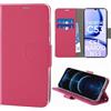 N NEWTOP Cover Compatibile con REALME C53 - C51 - NARZO N53, HQ Lateral Custodia Libro Flip Chiusura Magnetica Portafoglio Simil Pelle Stand Protezione Completa Case TPU Anti Urto Guscio (Fucsia)