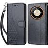 KENHONER Compatibile Cover con Honor Magic 6 Lite,Cover per Honor X50 5G, Premium Pelle PU Portafoglio Flip Libro Custodia Cover per Honor X9b [Protezione Completa] - Nero 3D