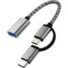 zoyuzan Adattatore USB-C a Micro USB Presa (2 in 1) compatibile con Samsung Galaxy, Huawei, Xiaomi, Redmi, iPhone 15 Pro Max, iPad, USB-A OTG, Cavo Macbook Thunderbolt