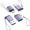 MOGOOD Adattatore USB C a USB 3.0, Adattatore Tipo C a Tipo A 4 Pezzi in Lega di Alluminio con Gancio, Ricarica Rapida e Sincronizzazione Dati per iPhone 17 Pro Max, MacBook Air, iPad, Galaxy S25
