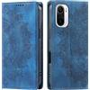 CASEONJAN Cover per Xiaomi Poco F3 5G / Xiaomi Mi 11i 5G, Pelle PU Custodia a portafoglio con scomparti per Slot Schede, Antiurto Flip Caso Cover per Poco F3 5G / Xiaomi Mi 11i 5G (Vintage Blu)