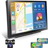 Motorsi Wireless Carplay/Android Auto Portatile Autoradio con Schermo per Auto, 9 Pollici 7-32 V Touchscreen con Assistente Vocale/Bluetooth/FM Trasmettitore/Scheda AUX/TF+AHD Posteriore Telecamera