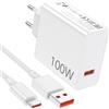 iMangoo 100W per Turbo Caricabatterie Caricatore con 6A Cavo USB C 1M per Xiaomi POCO F8 Pro F8 Ultra X8Pro F7 17Pro Max,Caricabatterie rapido Adattatore Charge-Turbo Cavo USB Type-C per Mi 15T Redmi Note 14