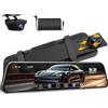 Vtopek Dual 1080P Dash Cam Auto Specchietto Retrovisore Auto con Telecamera 170°+140° Grandangolo 10 Specchietto Retrovisore Dashcam con Visione Notturna G-sensor Registrazione in Loop 6M Cavo