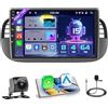 Hikity 4+64G Autoradio per FIAT 500 2007-2015 con Wireless CarPlay Android Auto