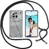 ISOI Cover con Cordino per Nothing Phone 3a Pro, Custodia Trasparente con Collana Tracolla Laccio Collo Ultra Sottile Morbido TPU Silicone Antiurto AntiGraffio Case, Nero