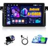 Fuluku 4+64GB Android 15 Autoradio per BMW E46 1999 2000 2001 2002 2003 2004 2005 Wireless Carplay Android Auto, Touch Screen 9 Pollici Stereo Auto Bluetooth, GPS, Telecamera Posteriore, FM RDS, WiFi, SWC