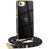 Mkej Custodia con Collana per iPhone SE 2020, Cover Donna Cuore amore con Cordino, Case con Laccio Tracolla Elettrolitico TPU Cover con Collana per iPhone SE 2020