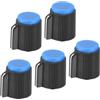 QUARKZMAN Set da 5 Pezzi Manopole per Potenziometro 13x15.5mm Nero Blu | con 5 Pezzi di Vite di Fissaggio, Foro da 6mm, Tappo per Controllo del Volume per Chitarra Basso, in Bakelite