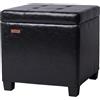 ABHENG Sgabello Pouf Contenitore con rivestimento in pelle sintetica e struttura in acciaio, 45 x 45 x 45 cm Pouf Cubo Portante di 300 kg, Poggiapiedi, Nero ASND63B
