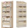 SONGMICS Organizer da Porta, 9 Scomparti, Portaoggetti da Appendere Pieghevole, 4 Ganci in Metallo, Trasparente, Beige Sabbia RDH009LF01