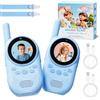 HEWEIMEI Video walkie talkie bambini, Walkie talkie bambini ricaricabili con telecamera HD & Modificatore vocale, Lungo Raggio, Regalo di Natale per Bambin i dai 3-12 Anni (blu/blu)