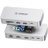 ORICO SSD Esterno 512GB, Docking Station 10-in-1 USB-C velocità fino a 1000MB/s, HDMI 4K@60Hz, ricarica PD 100W Ethernet Gigabit Hub USB, lettore SD/TF Archiviazione Portatile Multifunzione