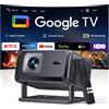 TOPTRO Proiettore 4K【Google TV/Compatibile con Netflix】Videoproiettore Auto Focus e 6D