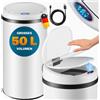 MONZANA® Cestino a Sensore incl. Cavo di Ricarica Acciaio Inox Display LED Touchless Pattumiera Smart Raccolta Differenziata
